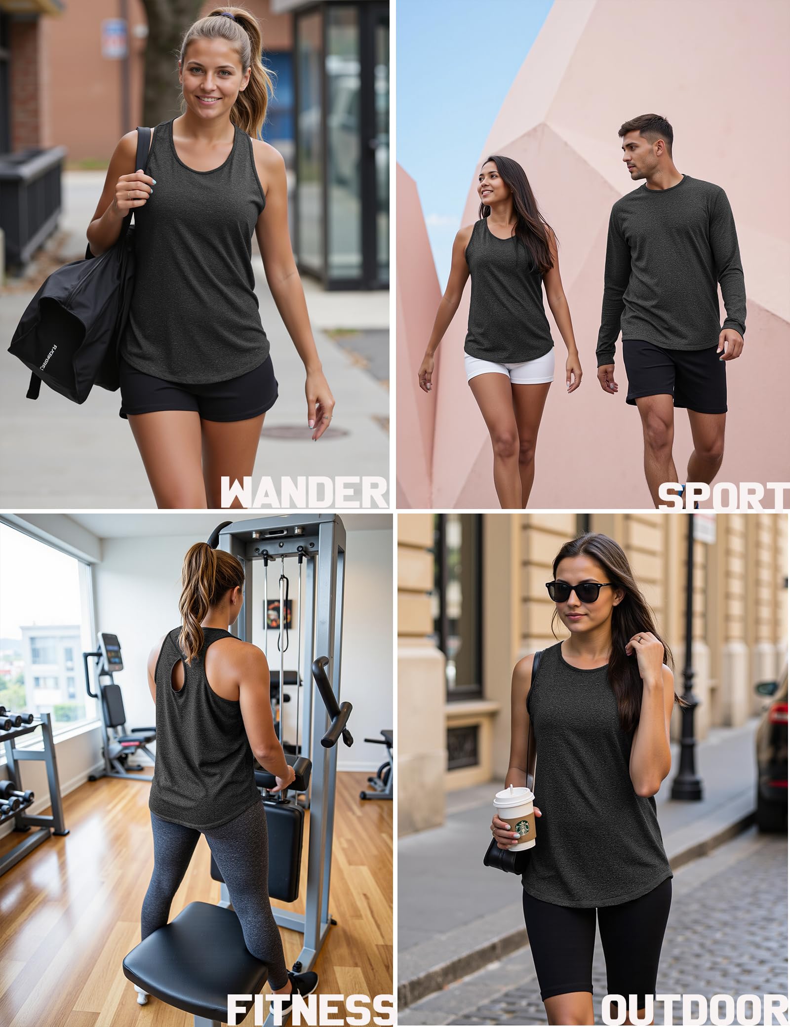 Gyabnw Camiseta Tirantes Mujer Deportiva Camiseta Sin Mangas Mujer Ligero y Transpirable Tops Yoga Fitness Correr Tirantes para Ejercicio Cuello Redondo Tops Deportes Espalda Abierta