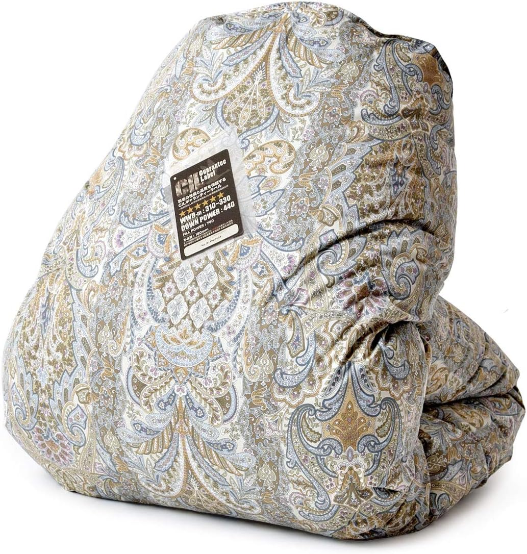 タンスのゲン 羽毛布団 日本製 ホワイトマザーグースダウン95 2層キルト 掛け布団 シングルロング 超長綿 60サテン 7年保証 440dp以上 かさ高180mm以上 Cilブラックラベル E柄 ブルー Bl 91 以上節約