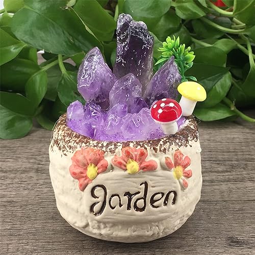Amatista en maceta, mini plantas suculentas artificiales de cristal natural, variadas plantas suculentas en maceta, plantas de casa, decoración de