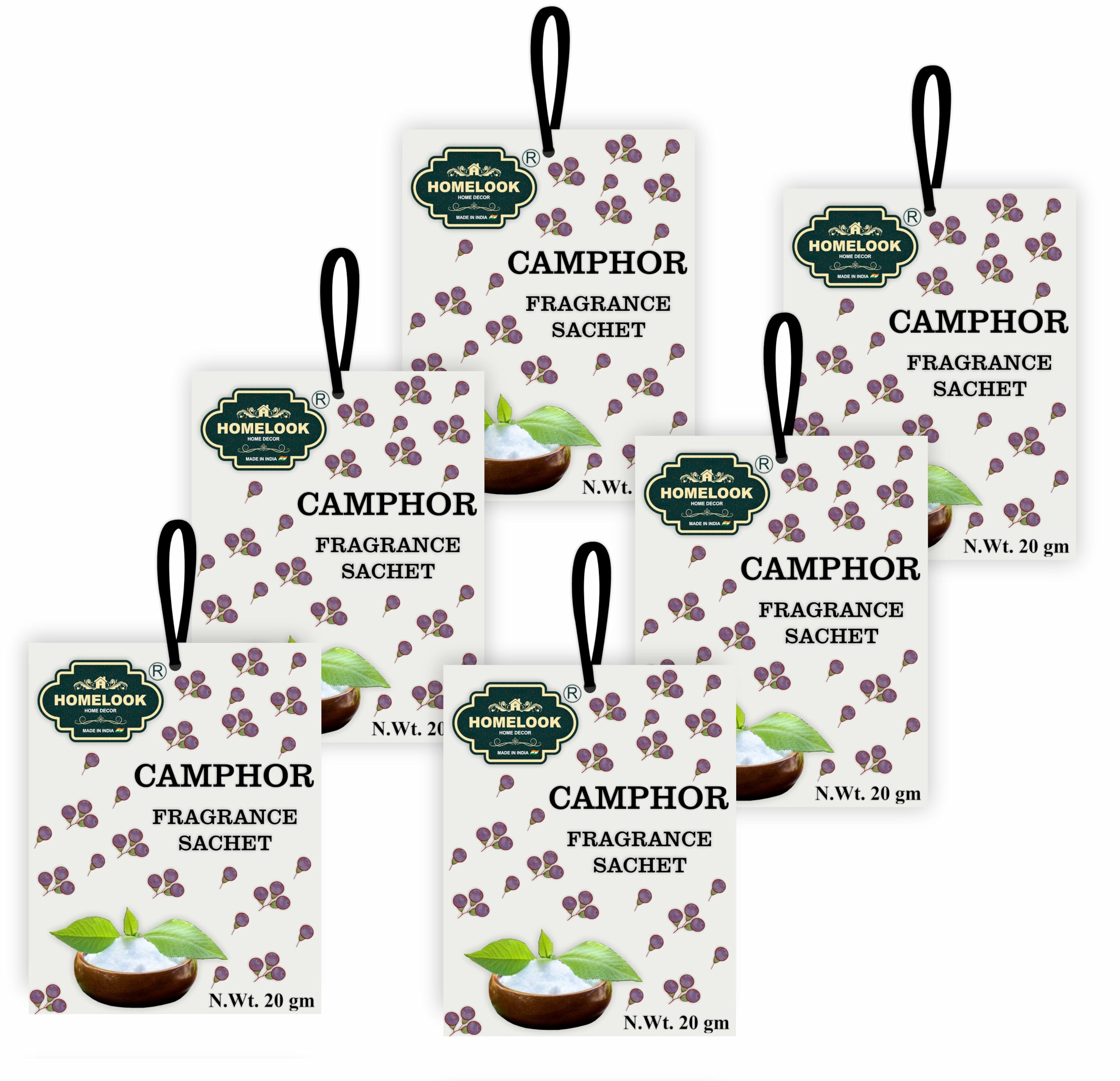 HOMELOOK - Fragrance Sachet Camphor Air Freshener Set of 6 | for Cloth Wardrobe, Home, Bathroom, Drawer, Room Toilets, Cars, Office Etc | Natural & Pure 20gm Each Fragrance Sachet Long Lasting Aroma (B0CW1VMWQT) Amazon Price History, Amazon Price Tracker