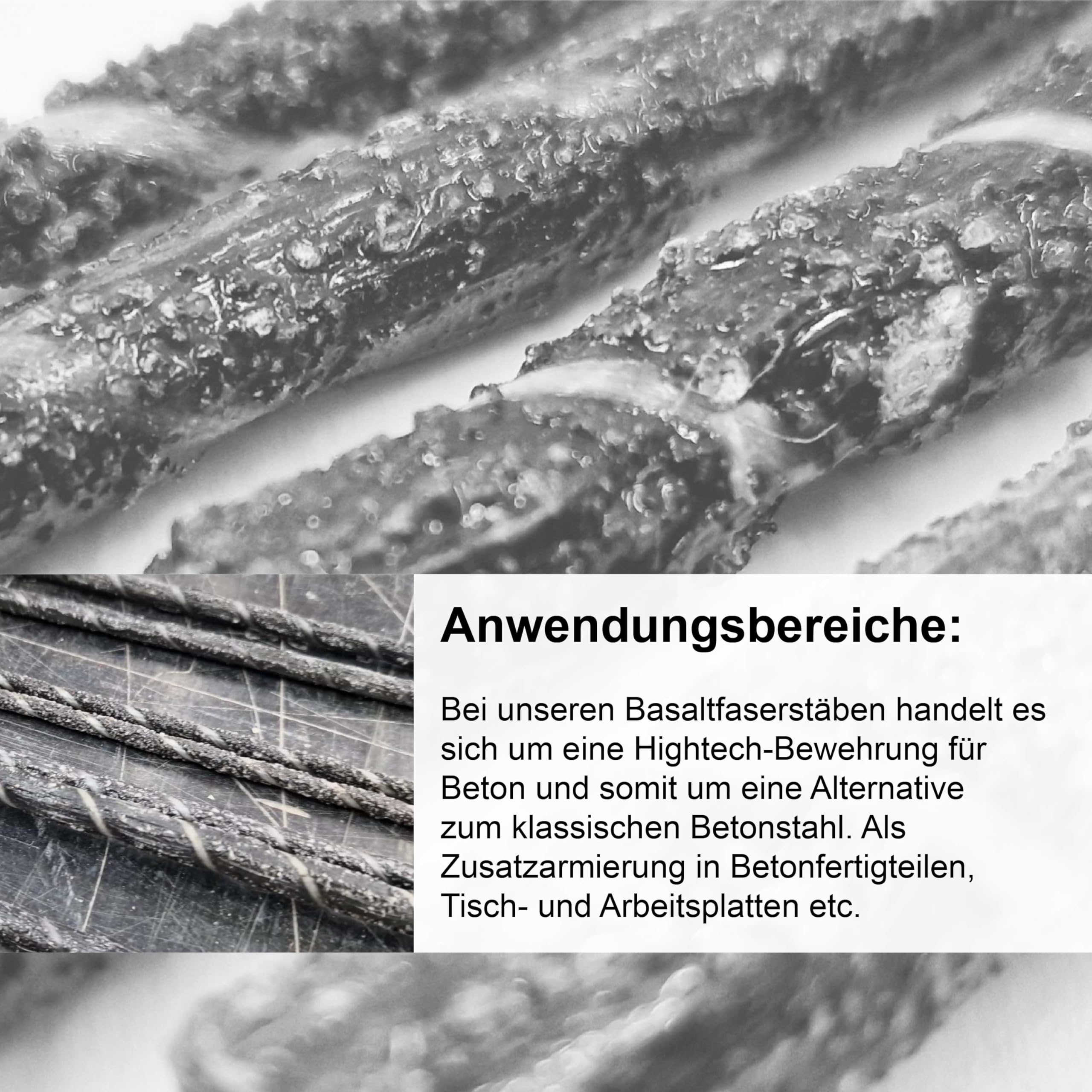 Bewehrungsstäbe aus Basaltfaser 6mm 10 Stück