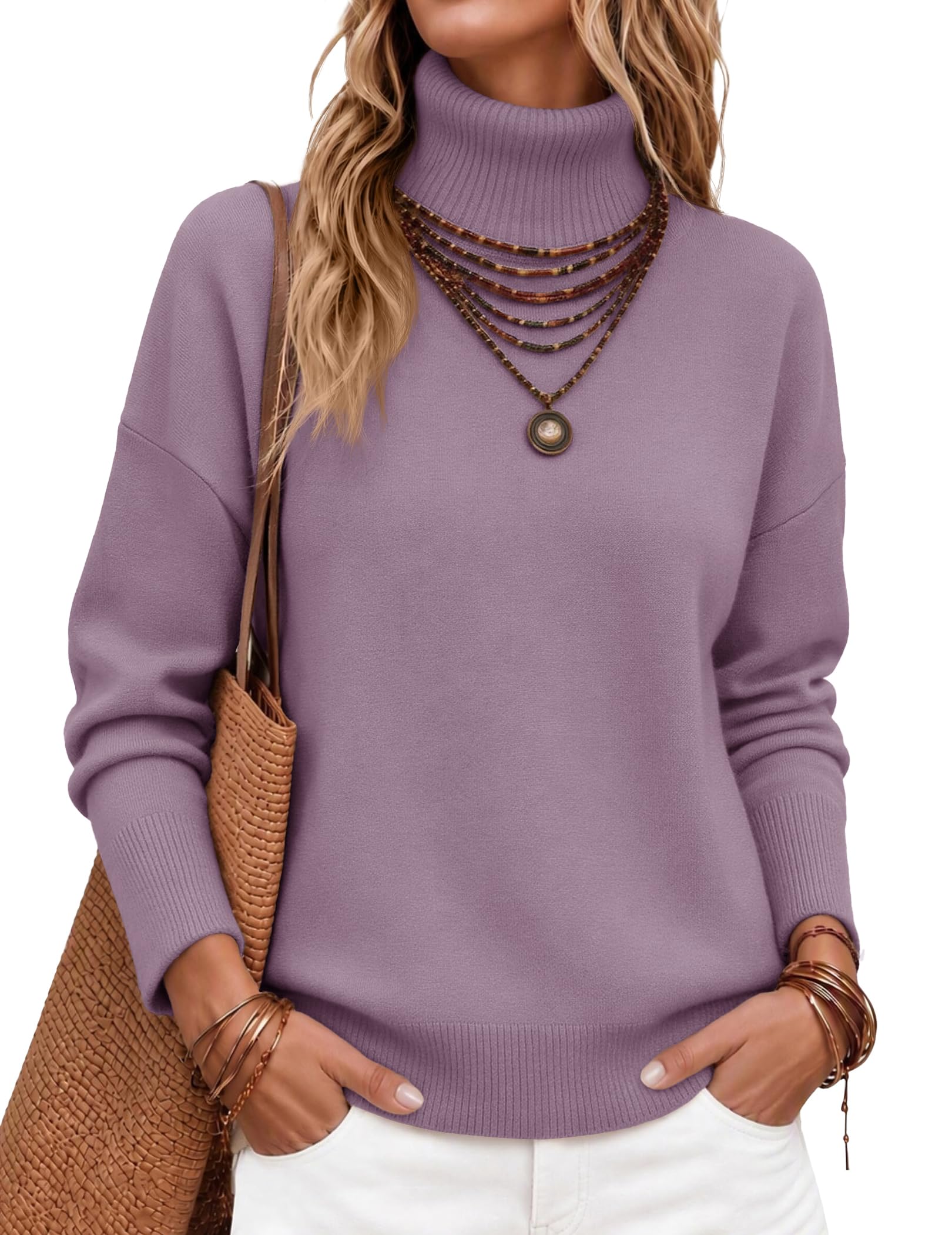 Zeagoo Women's Turtleneck Sweater 2026 Fall Winter Chunky Knitted Pullover