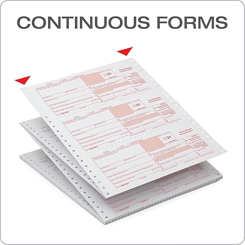 Miniatura 5 de Adams 1099 NEC 3 Up 2021 Formas continuas, 4 partes de formas autocopiadoras, para impresoras de matriz de punto alimentadas con pines, con 3 1096