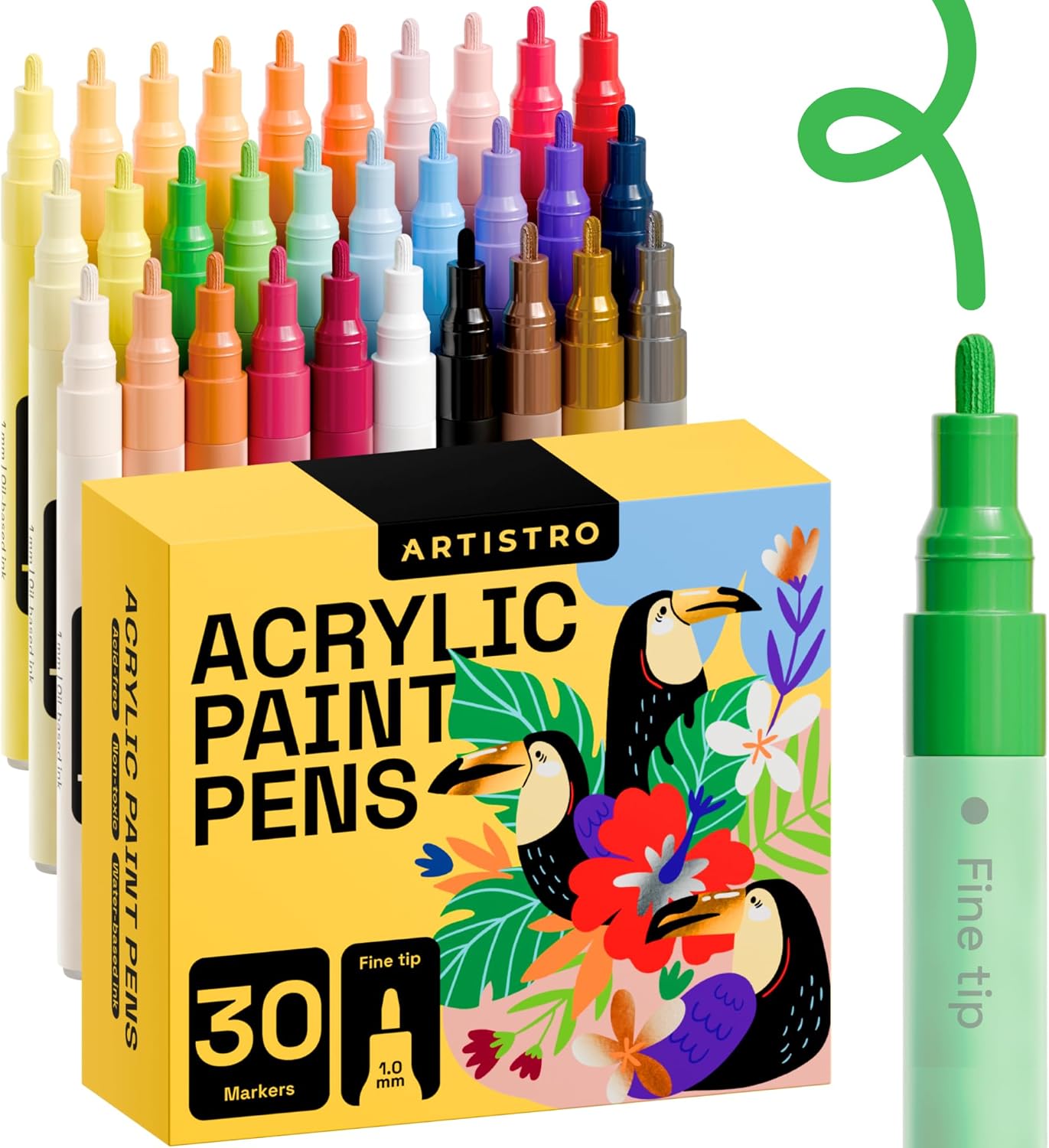 30-Piece Acrylic Paint Pens Set for Rock, Ceramic, Bahrain Ubuy