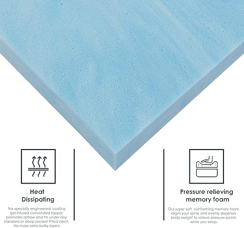 Miniatura 4 de Zayton, Cubrecolchón de espuma viscoelástica de gel de 2 pulgadas, certificado CertiPUR-US para una comodidad y apoyo superiores, tamaño individual,