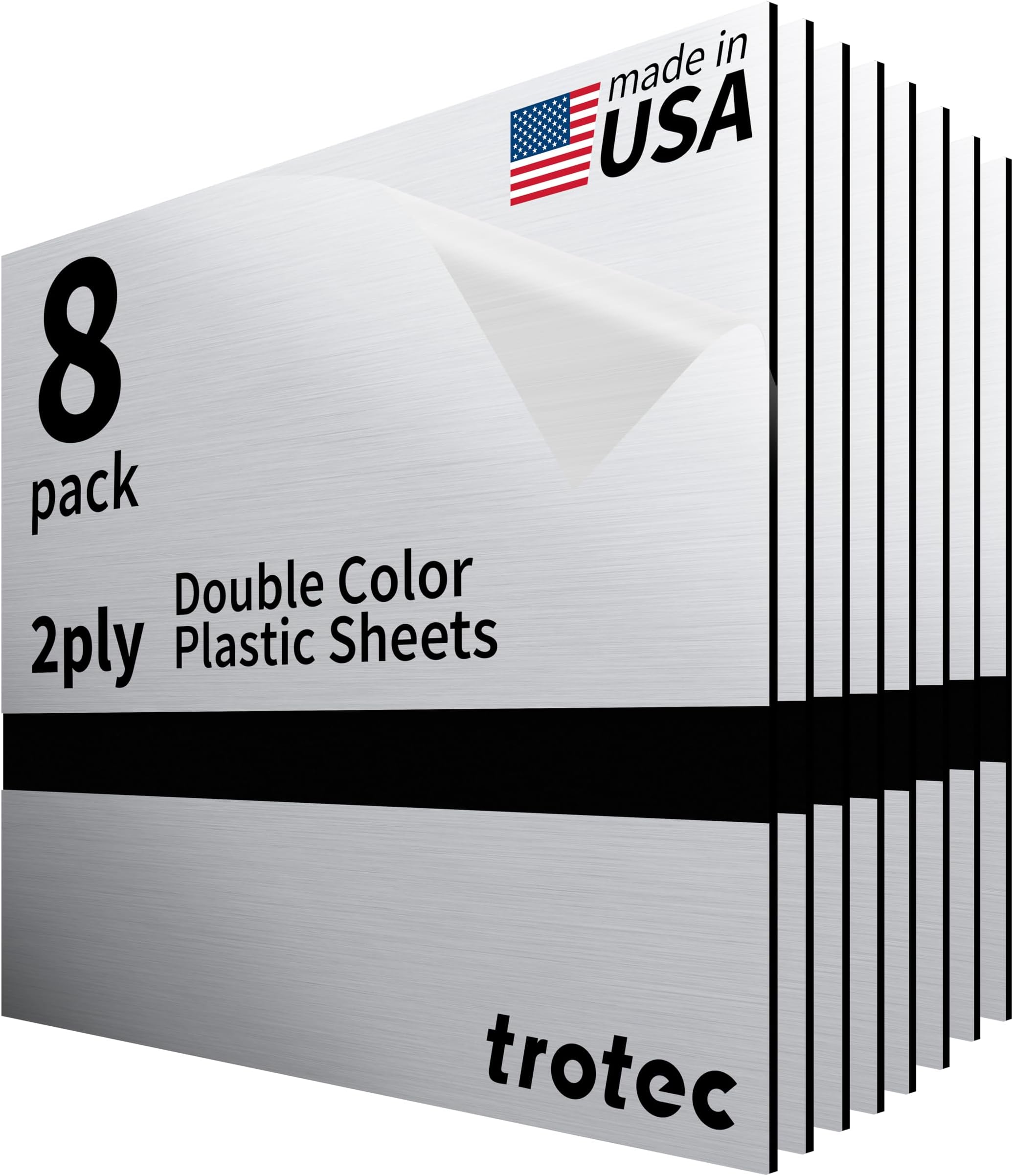 Metallic Looking Acrylic Sheet | 12"x12"x1/16, 8 Pcs | Brushed Aluminum/Black | Metallic Finish - Scratch Resistant for Laser Engraving & Cutting,Printing,Glowforge,Name Plate | USA Made