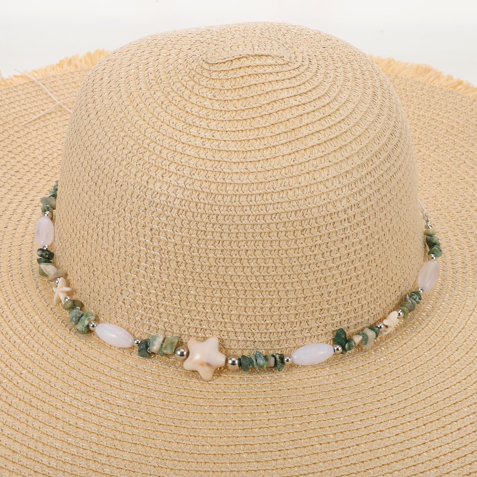 Sombrero de Paja para Mujer ala Ancha Beige Transpirable y Ligero Sombrero de Playa con Flecos Protección Solar UV Adecuado para Vacaciones y Uso al Aire Libre