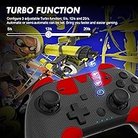 Vista 2 de Controlador de interruptor inalámbrico para Nintendo SwitchSwitch OLEDSwitch Lite con botón macro, función turbo de 3 niveles, vibración ajustable