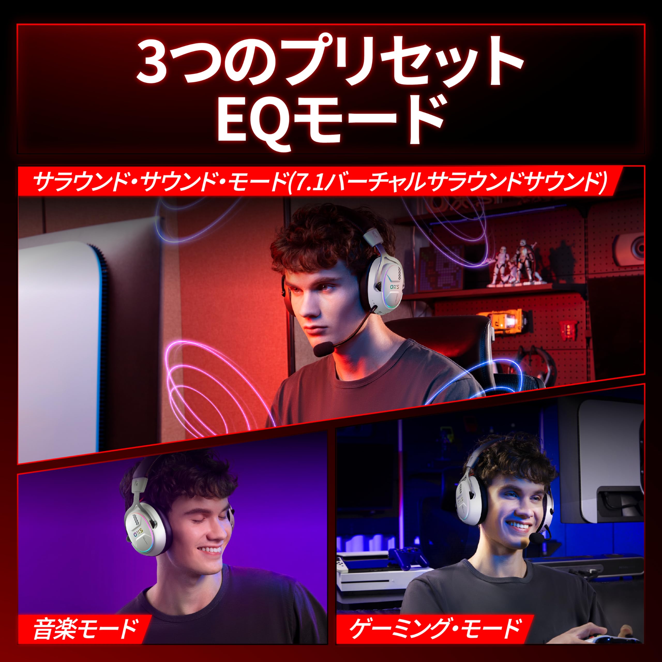 Amazon.co.jp: OXS Storm G2 ワイヤレスゲーミングヘッドセット、7.1