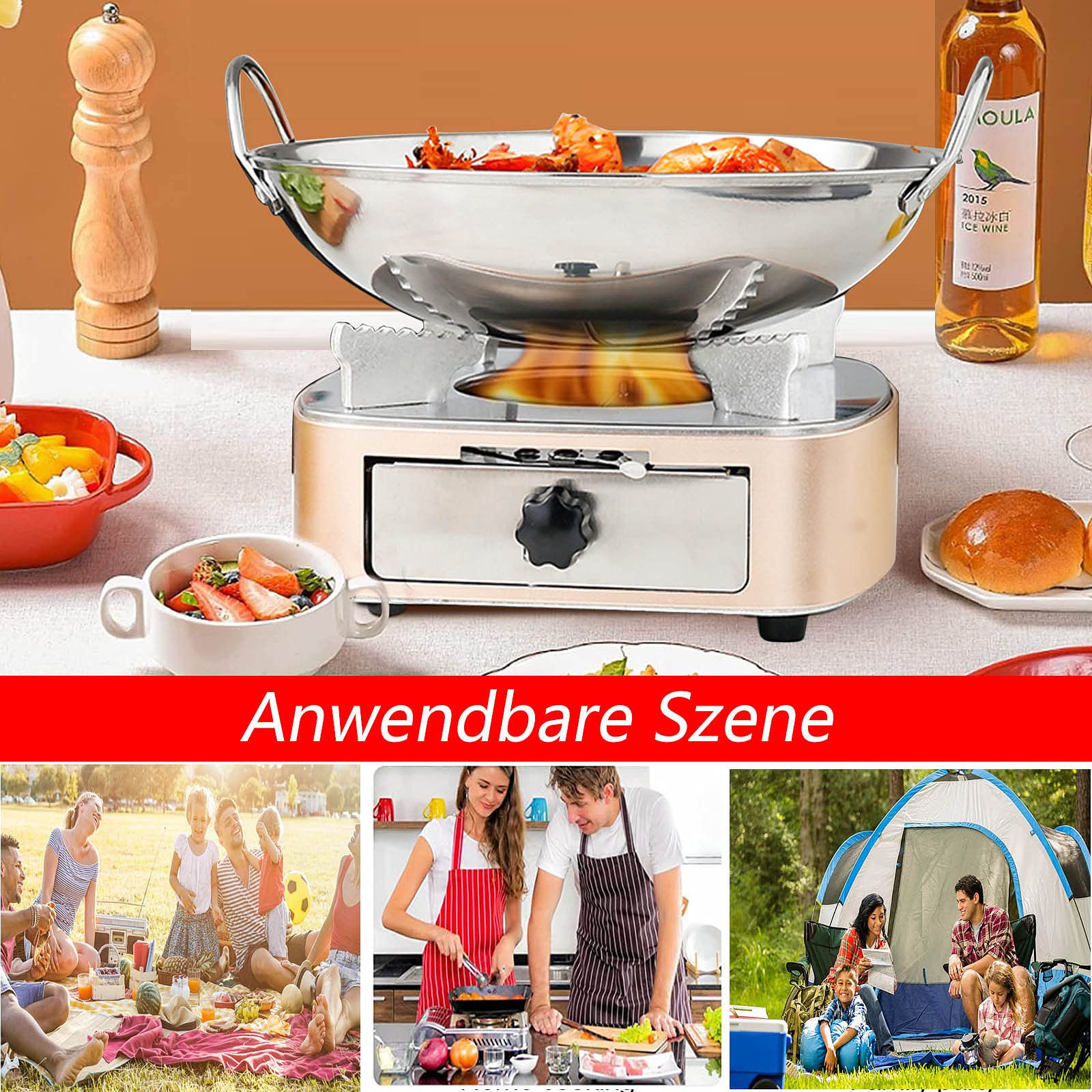 ZBYY Spirituskocher Innenräume, spirituskocher für innenräume mit Topf,Mini Camping Picknick Alkohol Herd,3 Größen verfügbar,Portable Campingkocher Campingherd Spirituskocher,A-8in