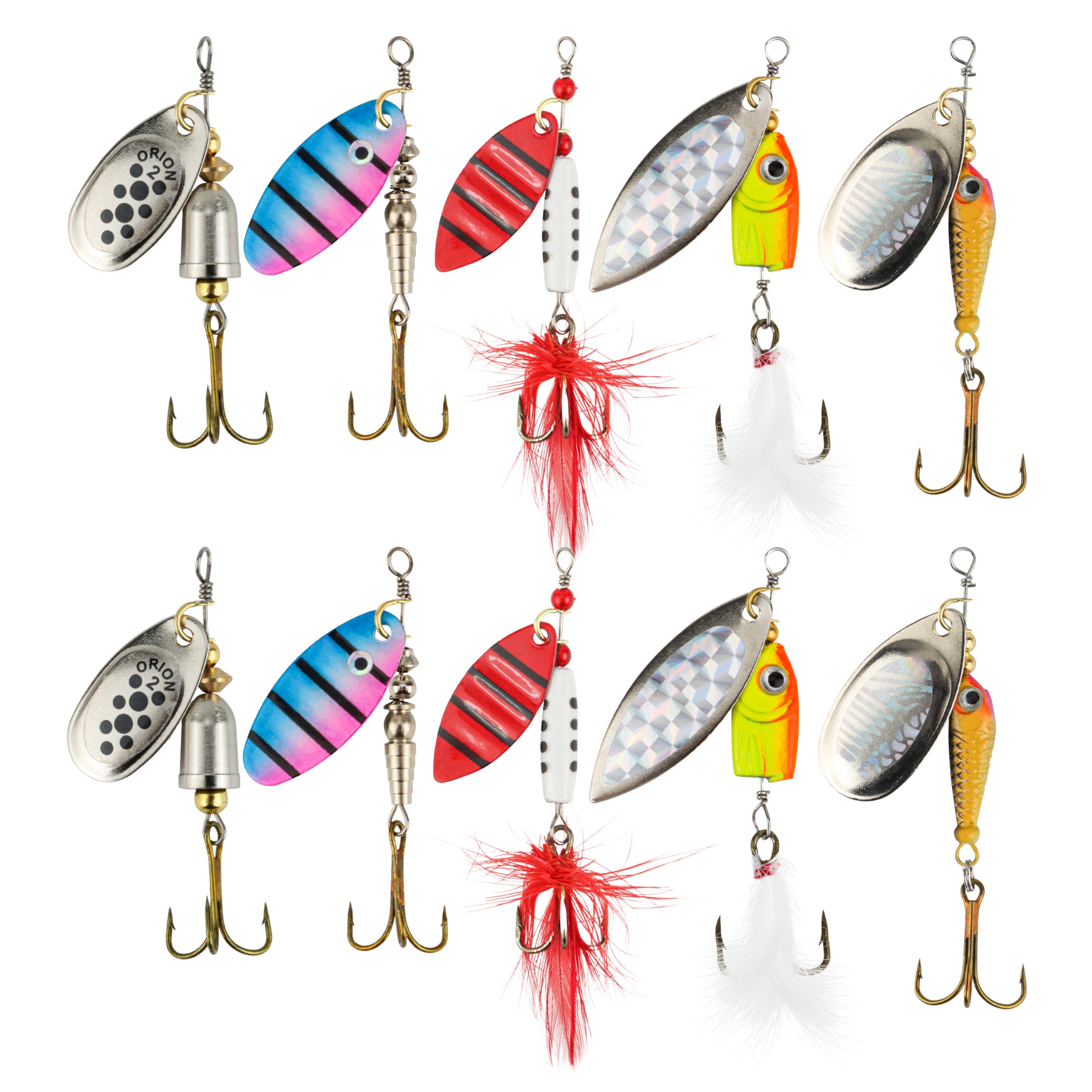 Inline Spinnerbaits for Bass Trout Pike - Premium Spinner Lures with Treble Hooks & Flash Blades for Freshwater & Saltwater Fishing - Durable, Vibrant, and Deadly Effective