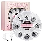 LASHVIEW 600 Premade Volume Eyelash Extensions Mixed Tray Fans D Curl Pointed Handmade Loose Fans Thin Base (10D-0.05D,8-15mm)