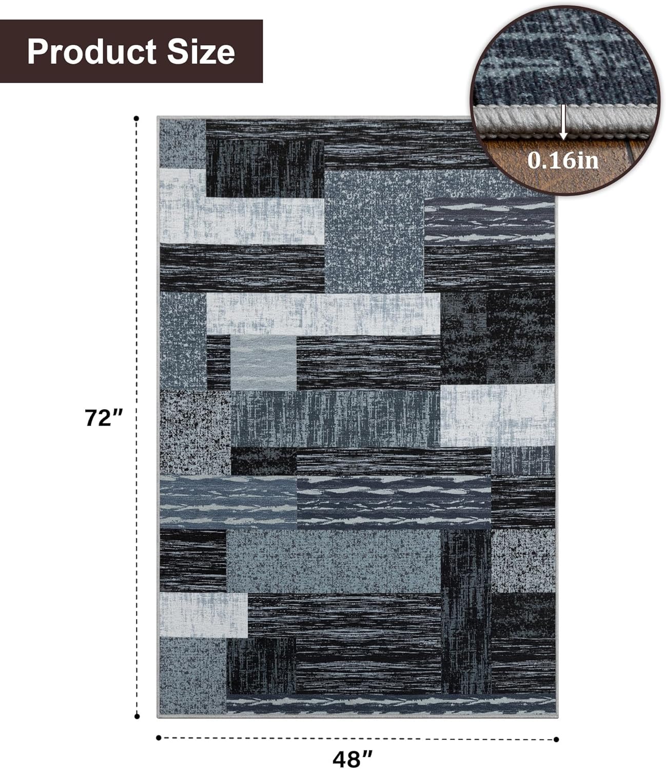 chakme Office Chair Mat for Hardwood Floor, 72"x48" Easy Glide Computer Desk Mat Protector for Rolling Chair Under Desk Rug Nonslip Backing, Machine Wash, (Jigsaw)