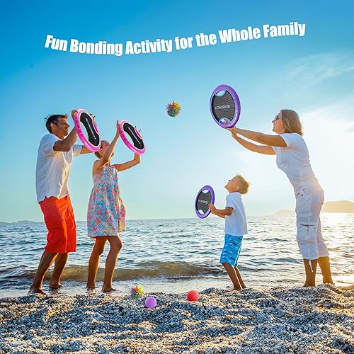 Vista 22 de EVERICH TOY Juego de pelotas de remo para cama elástica con 2 paletas hinchables y 4 bolas, diseño de espuma suave para que los niños jueguen