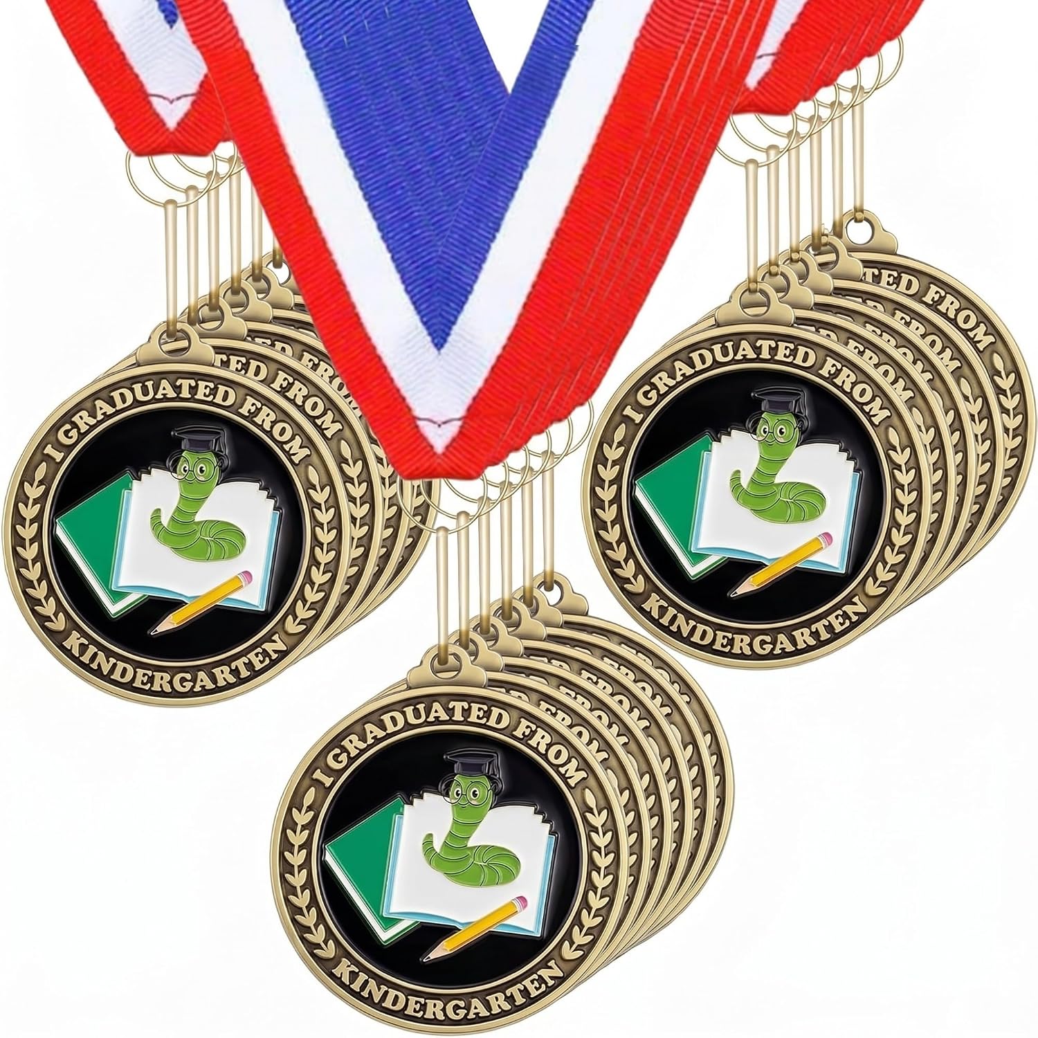 24 Pcs 2'' Kindergarten Graduation Award Medals 2026 Bulk for Kids Preschool Award Medallion with Neck Ribbon End of Year Gifts Congrats Graduation Gifts for School Student Party Favor