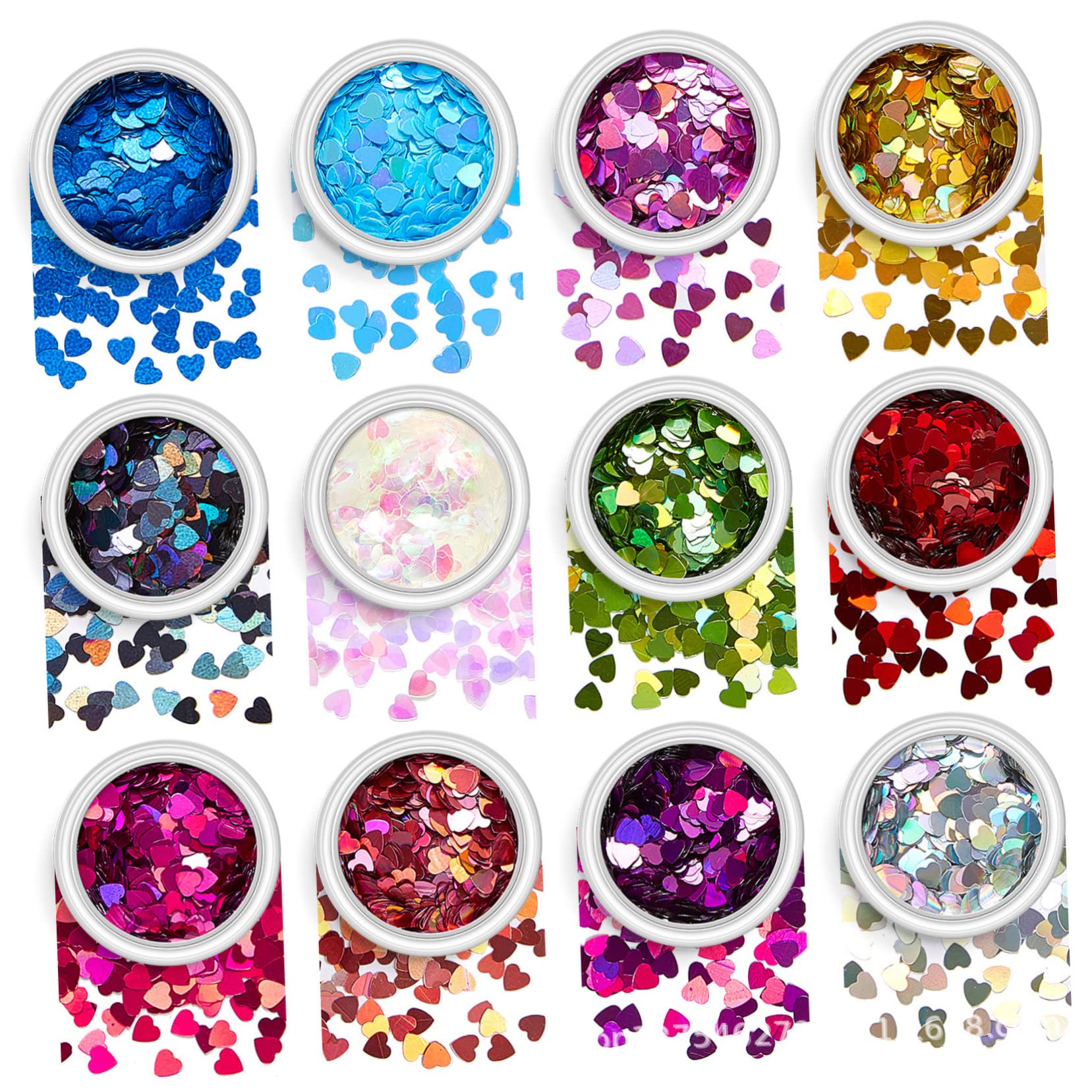 Didiseaon 5 Set Viso Glitterato Glitter Per Unghie A Cuore Adesivi Per Unghie Adesivi Per Smalto Strass Per L'artigianato Adesivi Per Nail Art Con Paillettes L'animale Domestico 12 Scatole*5