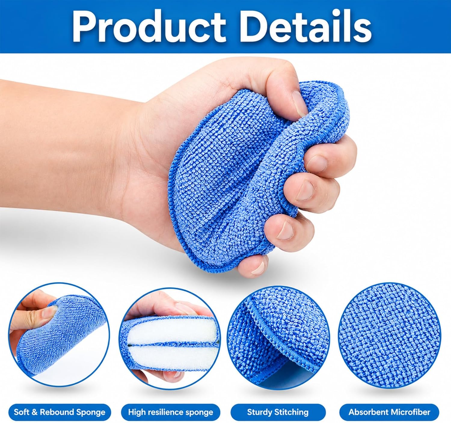 9 Pack Car Wax Applicator Pad 5 Inch, Foam Microfiber Applicator Pad for Car Buffing, Detail Polishing, Tire Shine Applicator, Cleaning and Fine Polishing