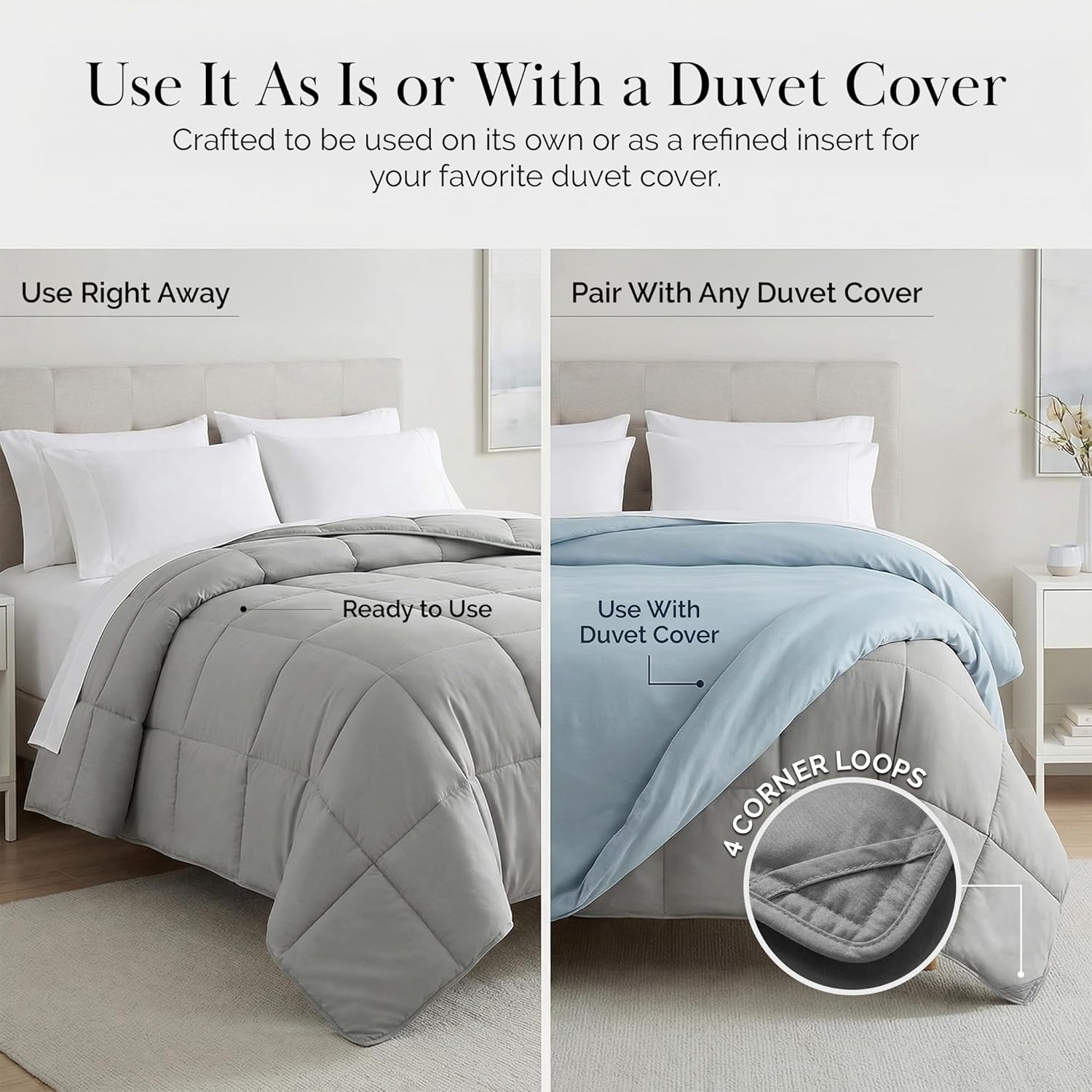 Southshore Fine Living, Inc. California King Size Comforter, Pet Hair Resistant Bedding Comforters, Oversized Down Alternative Comforter, Duvet Insert King, Hotel Bedding, Steel Grey Comforters