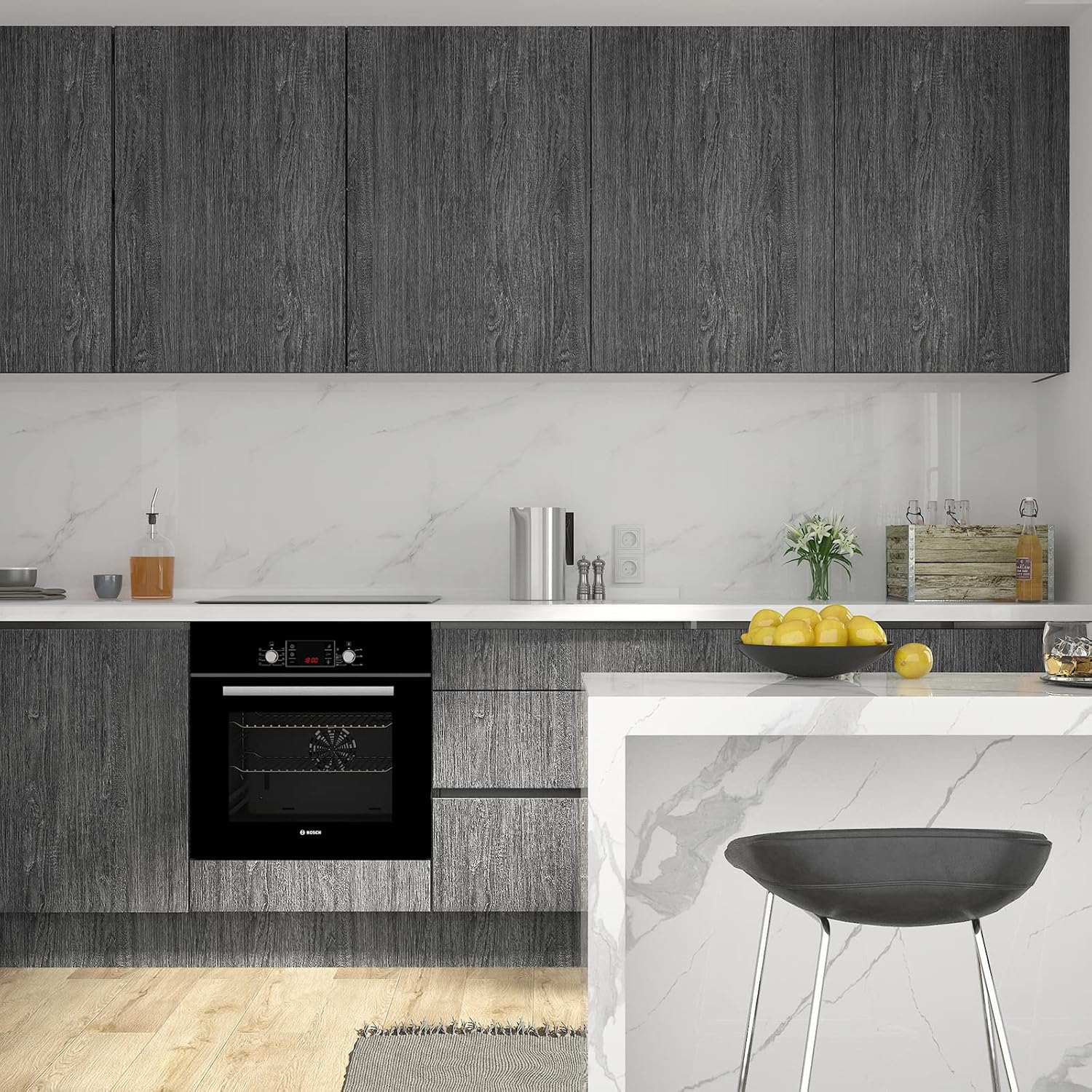 Yenhome 200"X30" Grey Wood Contact Paper for Countertops Waterproof Removable Wood Wall Paper Peel and Stick Countertops Vinyl Wrap for Cabinets Shelf Liner Textured Wooden Grain Contact Paper Roll