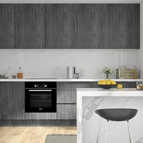 Miniatura 4 de Yenhome Papel de contacto de madera gris para encimeras de despegar y pegar, envoltura de vinilo de madera para armarios, muebles, 17.7 x 118