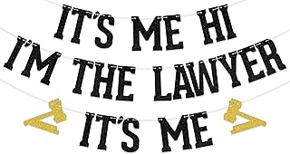 Four Ever Sweet It's Me Hi I'm The Lawyer It's Me Banner, Lawyer Graduation Banner, Passed The Bar Exam Gifts, Class of 2025 Law School Survivor Graduation Party Decorations Supplies Black & Gold