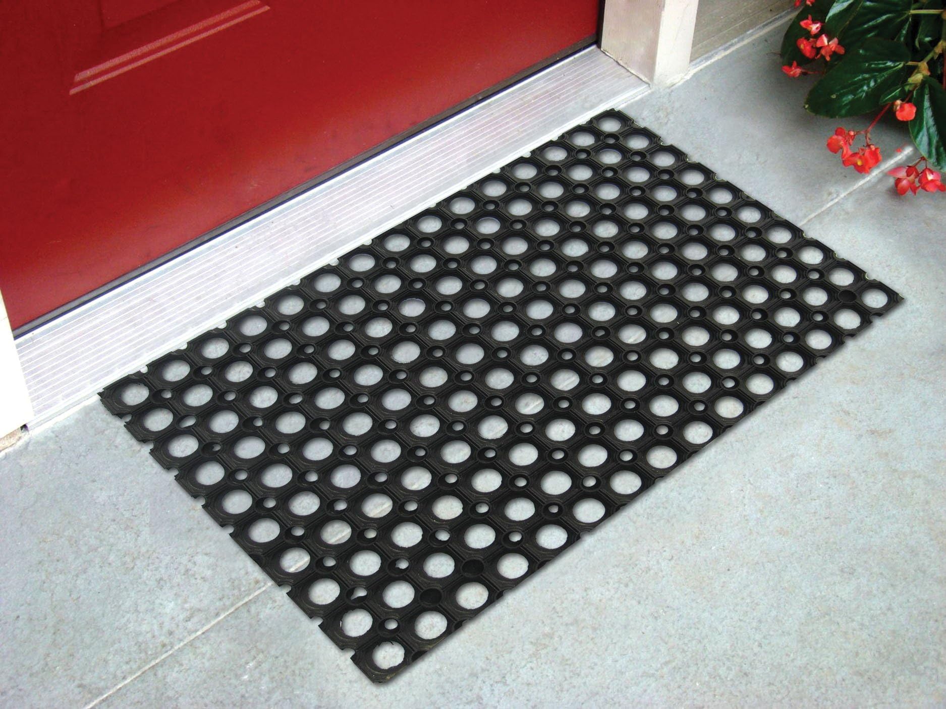 Anti Slip Front Door Mat|(41x61cm) Living Room Rug for Entrance Doors|Rubber Floor Mats for Home | Essential Small Rugs for Office, Bedroom & Kitchen |(Black)