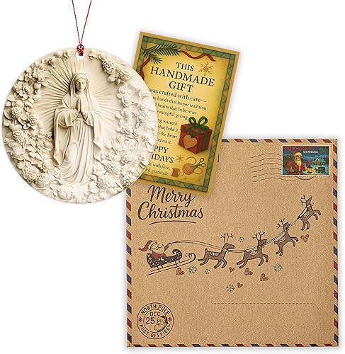 Miniatura 5 de Adorno acrílico 2D de Virgen María Bendita Madre, adornos de Navidad católicos, decoraciones de Navidad de natividad, decoración cristiana, adorno