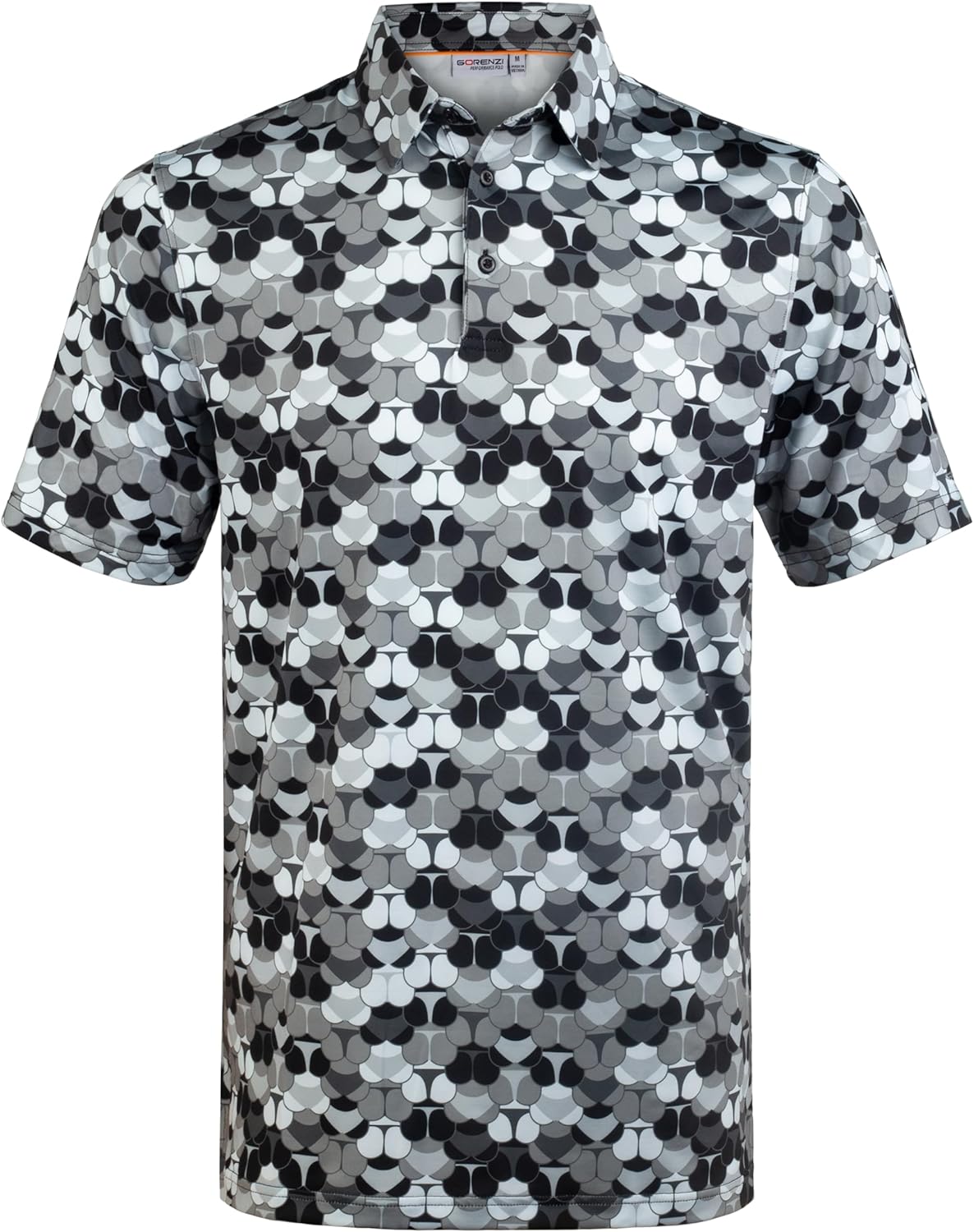 Men's Golf Shirts Short Sleeve Moisture Wicking Print Patterns Collared Performance Polo Golf Shirts for Men Dry Fit