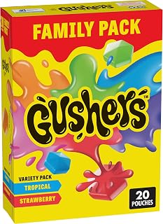 Gushers Valentine's Day Fruit Snacks Variety Pack, Tropical & Strawberry, 20 Pouches, Gluten-Free, Gelatin-Free, 16 oz