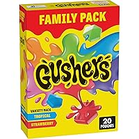 Vista 1 de Gushers - Aperitivos con sabor a frutas, paquete variado, fresa y tropical, 20