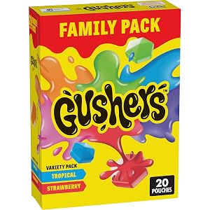 Gushers Fruit Flavored Snacks Valentines Day Tropical and Strawberry Variety Pack 20 Ct 16 oz