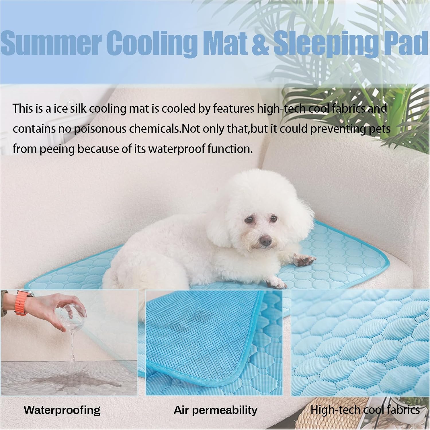 Trumoon Cooling Blanket for Dogs and Cats, Pet Cooling Mat for Indoor and Outdoor (Grey, X-Large(35.4"×59.1"))