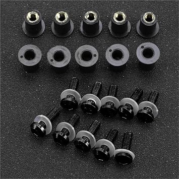 10pcs Motorcycle Windshield Bolts Nuts Fasteners For Yamaha NMAX 125 150 155 NMAX155 NMAX125 N-MAX 2015-2023 Street bikesBlack