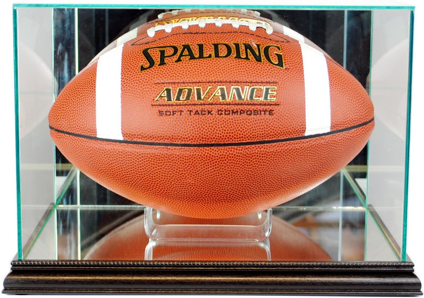 Rectangle Football Display Case with Real Wood Moulding and Real UV Protected Glass