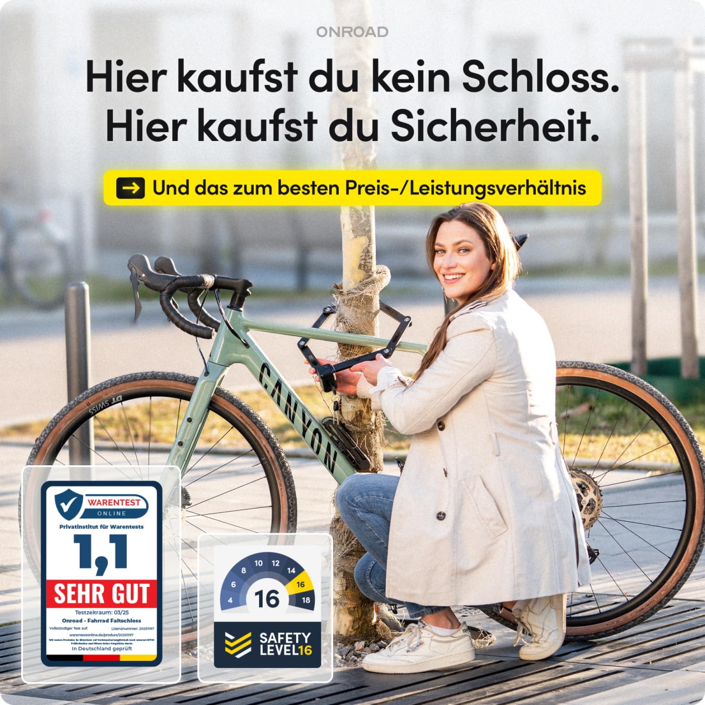 Faltschloss Fahrrad Onlock Pro 85cm diebstahlsicher – Fahrradschloss hohe Sicherheit – Robustes & kompaktes Fahrradschloss Faltschloss mit Halterung – Fahrrad Schloß ideal für E-Bike