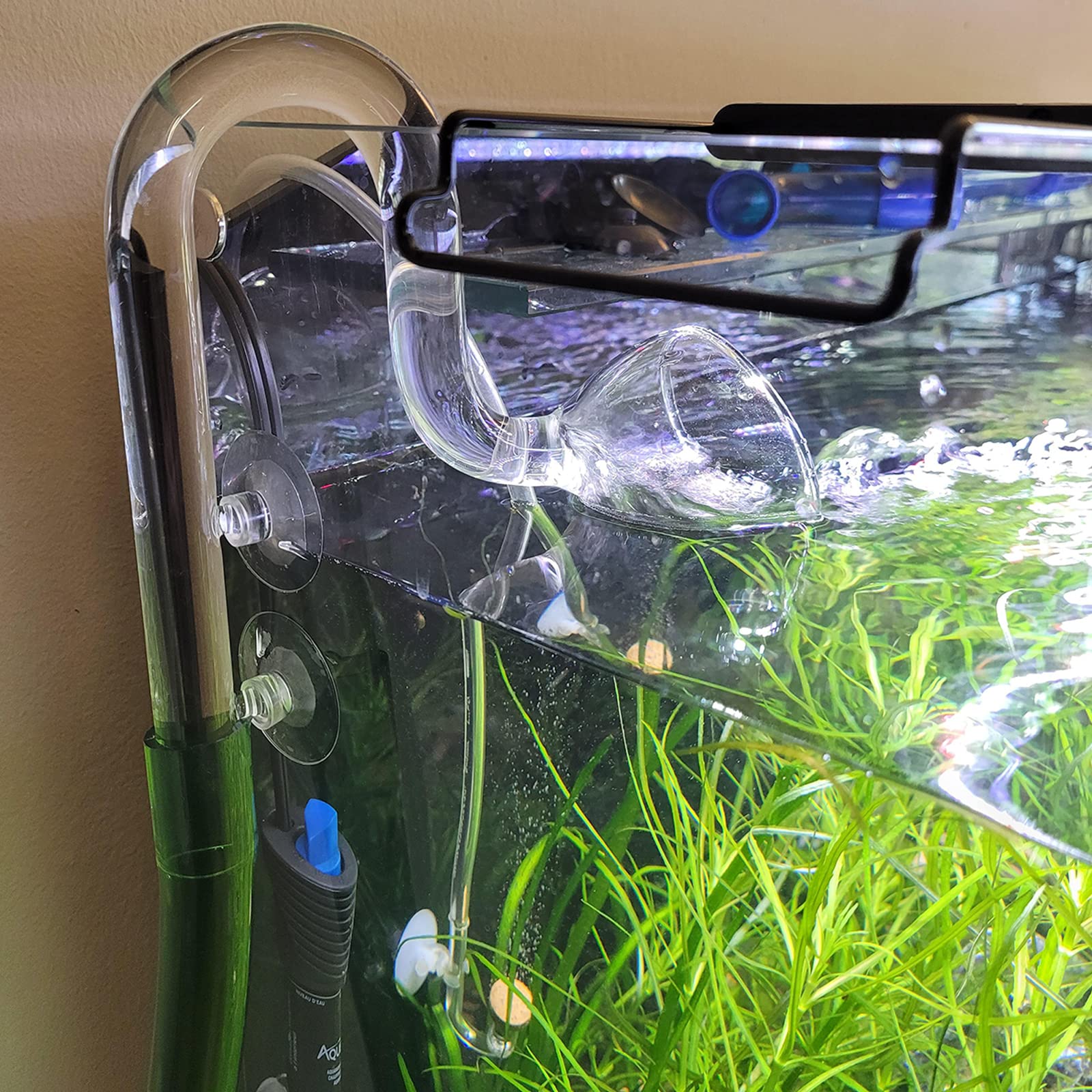 Glaslilien-Rohrzuflussset, Wasserzufluss mit Oberflächenskimmer für Aquarien, Pflanzentanks, Aquascaping, 17 mm für 16/22 mm (5/8 Zoll) Innendurchmesser