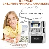 Vista 5 de alcancía parlante estilo cajero automático para niños con tarjetas de débito, memoria de apagado, cajón de apertura automática para dinero real
