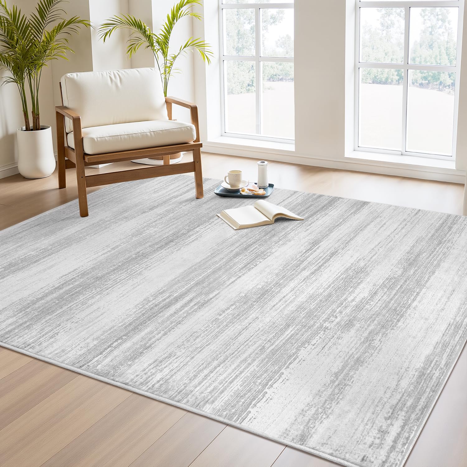 PADOOR Modern Abstract Area Rug - 3x5 Washable Rugs Non-Slip Small Carpet, Ultra Soft Low Pile Floor Rugs for Entrance Front Door Bedroom Bedside