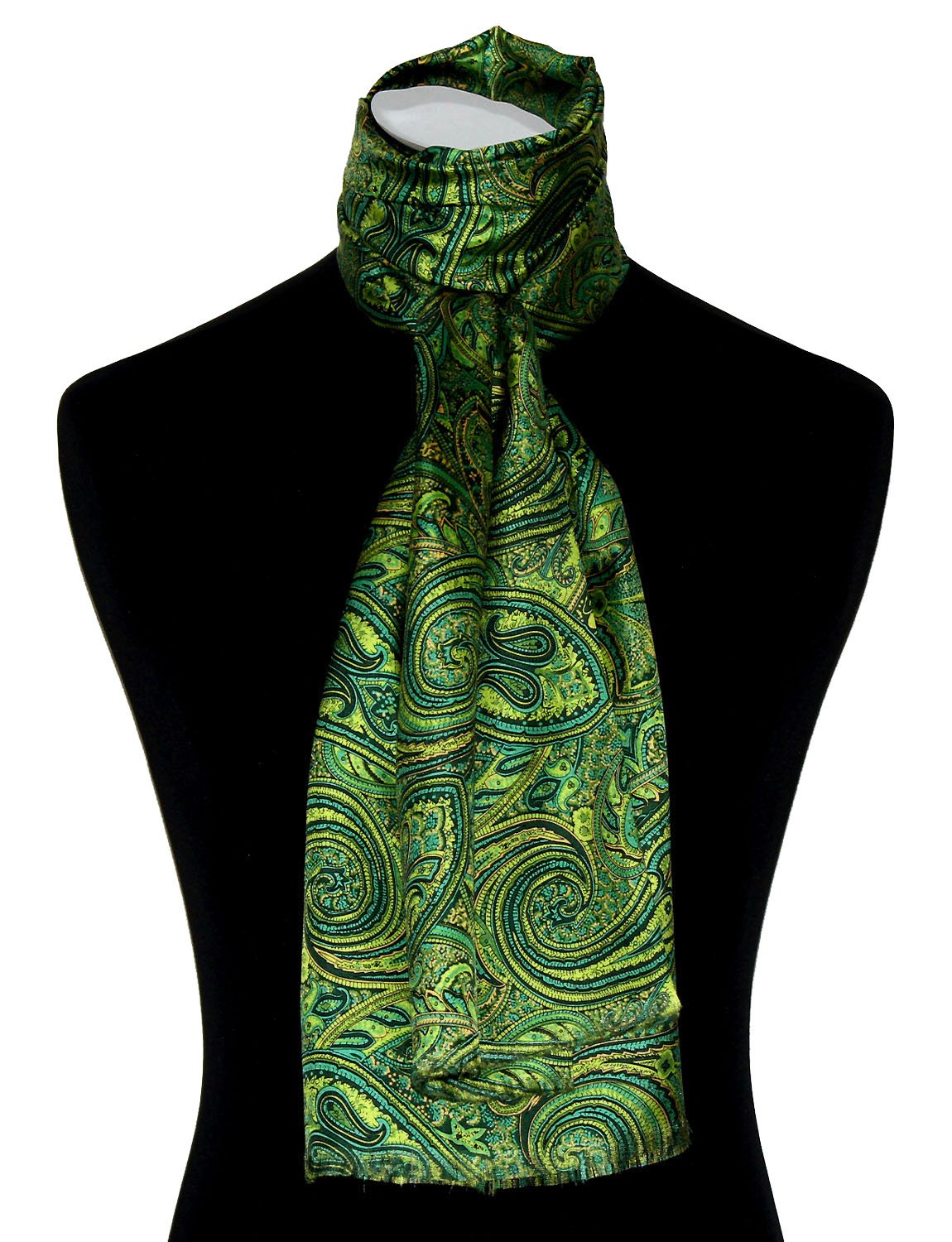 Lorenzo Cana 8914011 - Sciarpa da uomo in seta al 100% in armonica verde Toenen, con stampa a doppio strato, in stile Dandy, 30 cm x 160 cm, verde, 30 x 160 cm