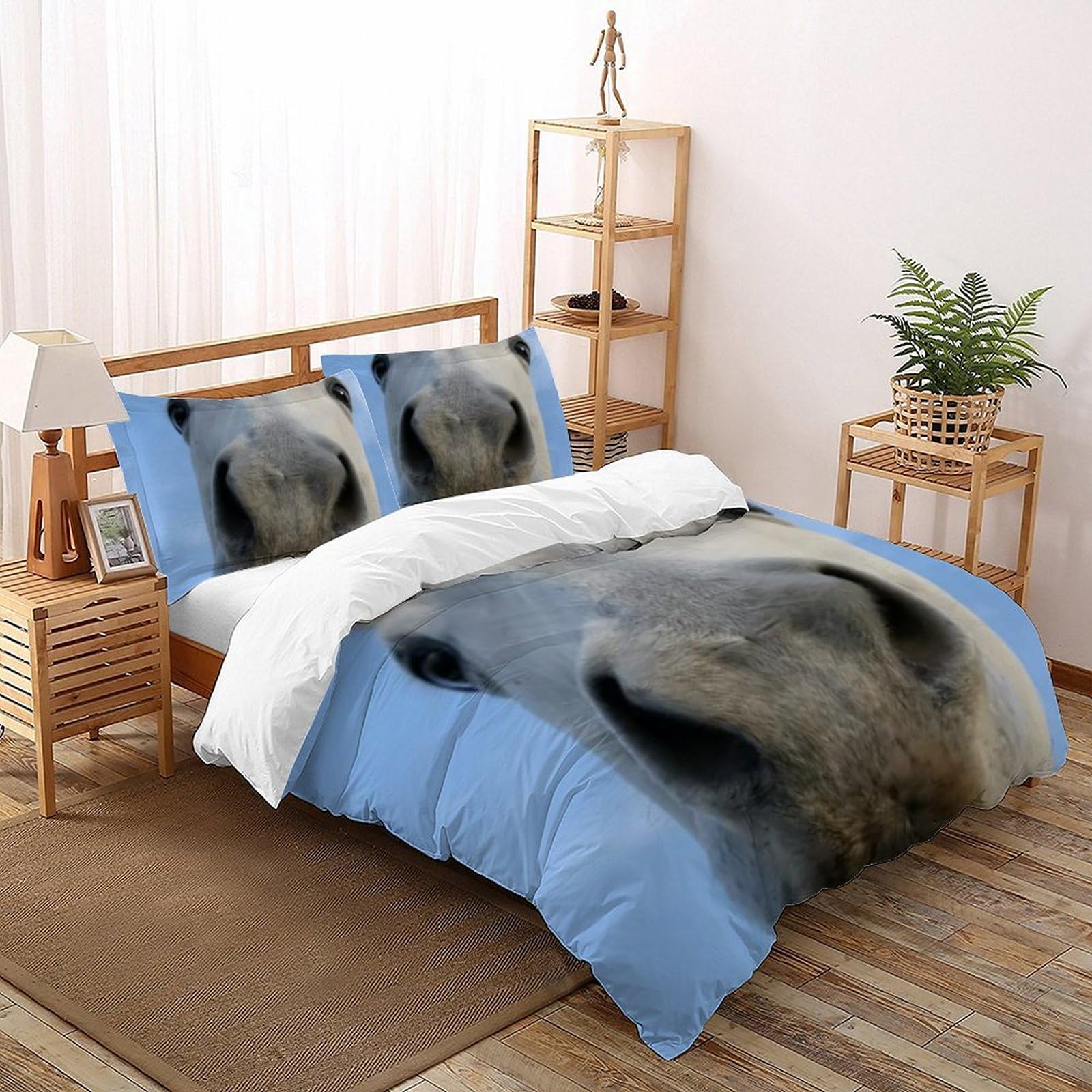 Housse de couette 260x220 animaux 3D en microfibre pour lit double de garçon et adolescent
