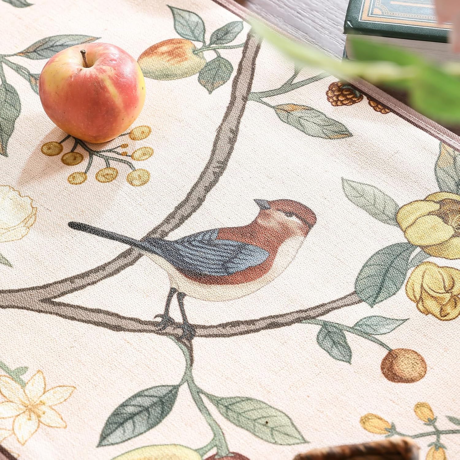 bilin gaier Linen Pink Table Runner 71 Inches Long,Wrinkle-Resistant Vintage Rustic Farmhouse Floral Table Runners,Decor Luxury Vintage Runner Table Cloth for Coffee & Dining Table,12"x71"-Dewey A