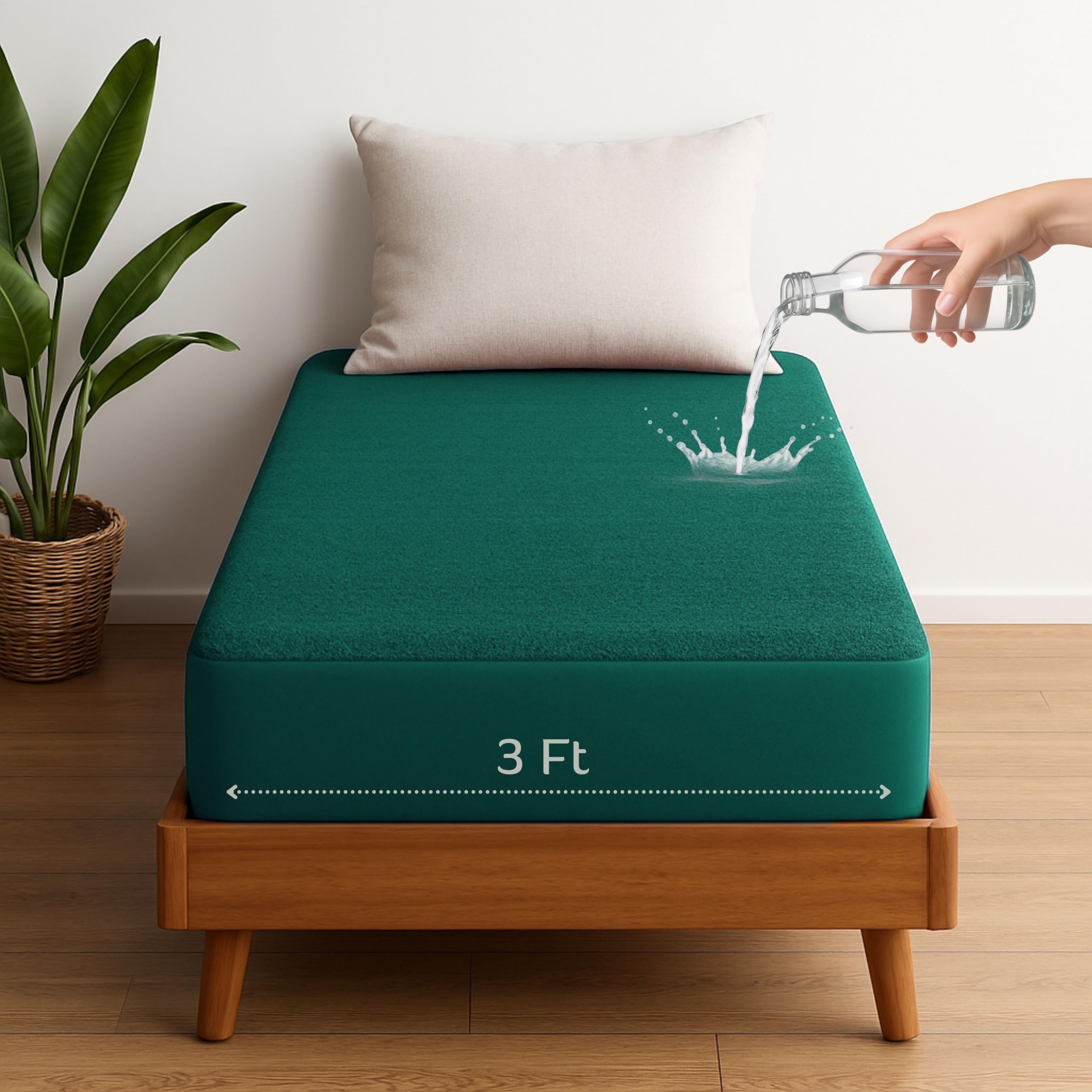 Vastrora 100% Waterproof Mattress Protector | Pee & Urine Proof Mattress Cover | Single Bed (3x6 Ft | 36x72 Inch) | Soft Terry Cotton Elastic Fitted Bed Protector | Breathable, Noiseless Bed Cover