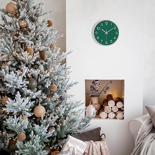 Miniatura 8 de Reloj de pared moderno verde para decoración de sala de estar, reloj de pared grande de 14 pulgadas, funciona con pilas, reloj analógico redondo