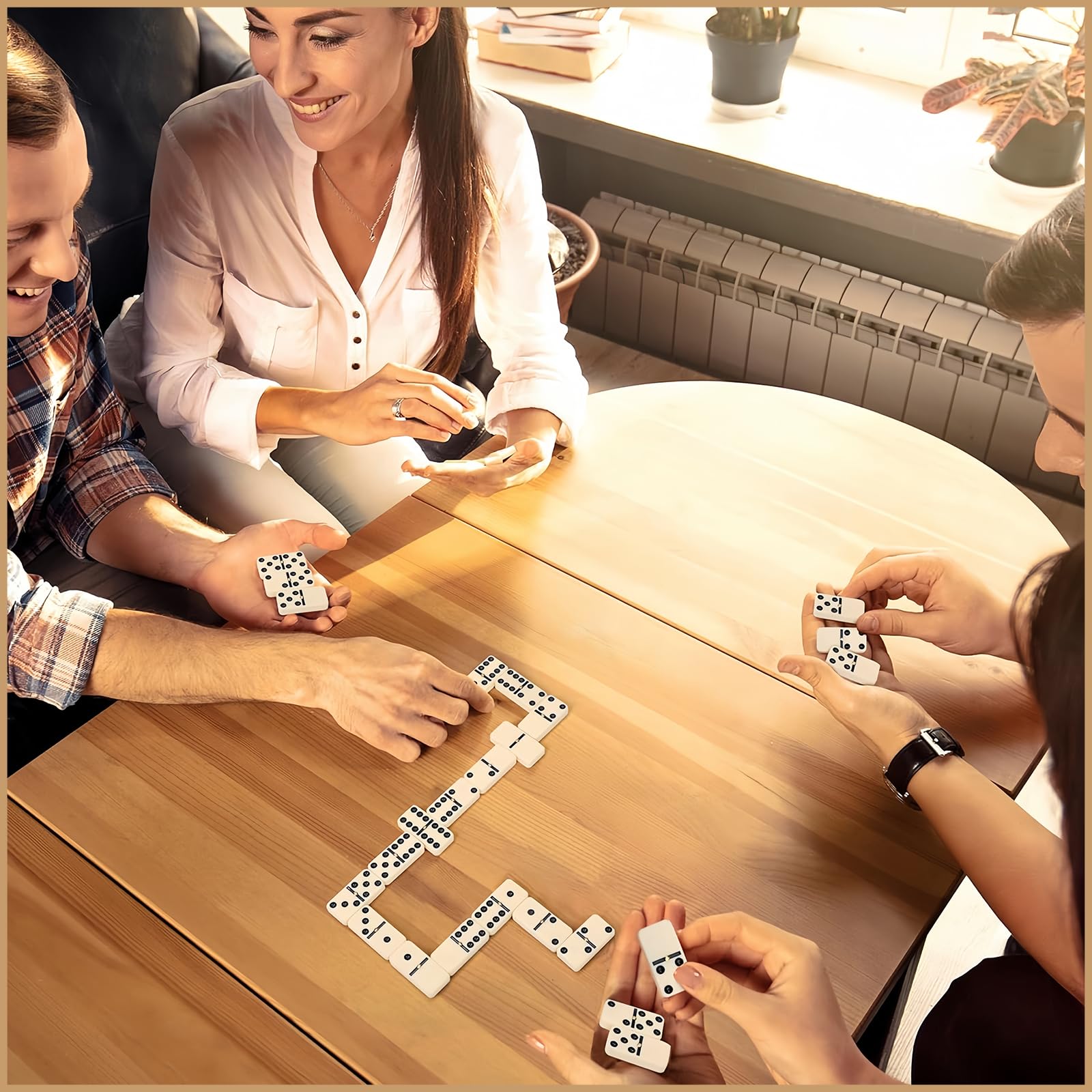 Jeu De Dominos Classique En Bois Double 6 – 28 Pièces Avec Rivets Métal – Pour 2-4 Joueurs Dès 6 Ans