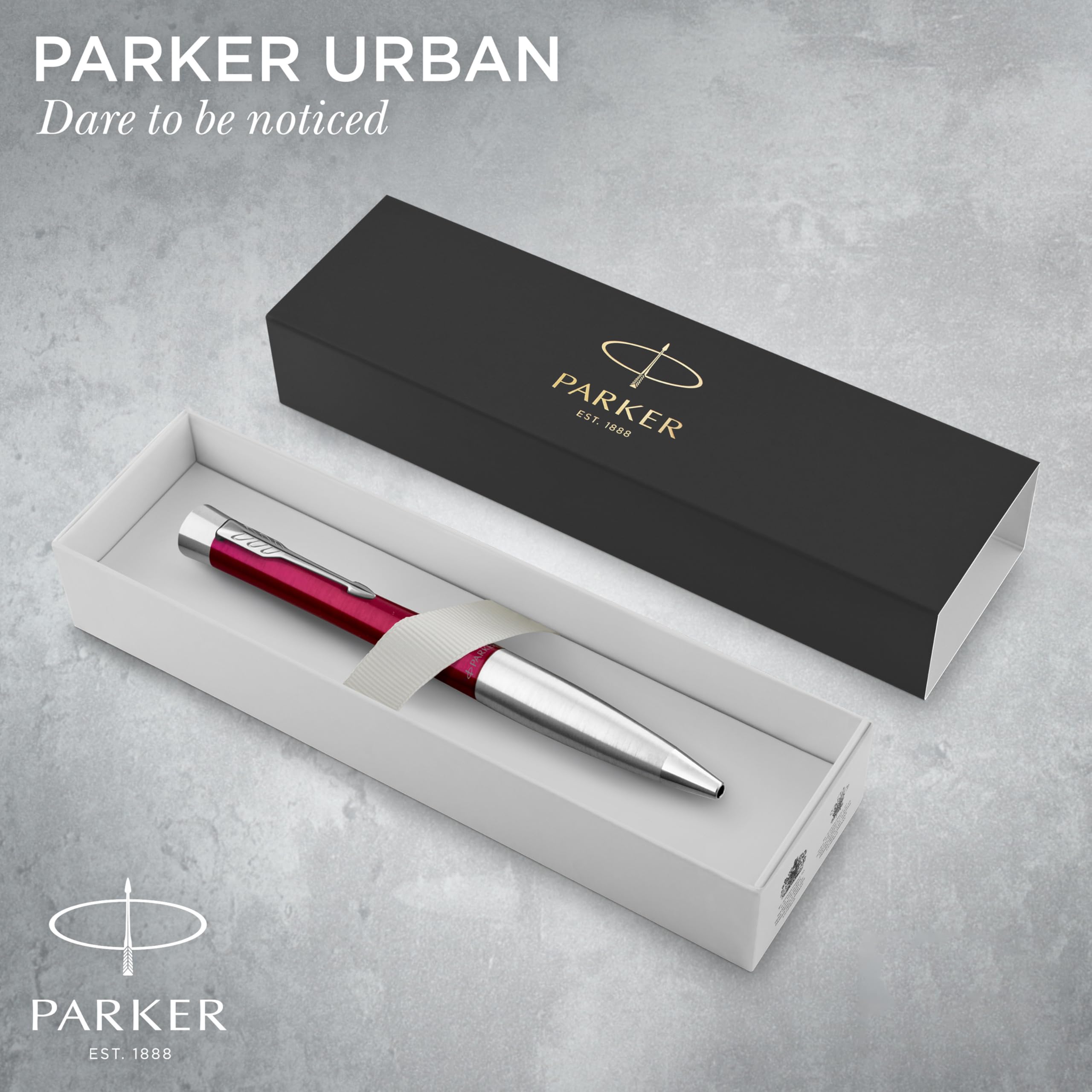 Parker Urban Twist Penna a Sfera | Vibrant Magenta con Puntale Cromato | Punta Media con Inchiostro Blu | Confezione Regalo