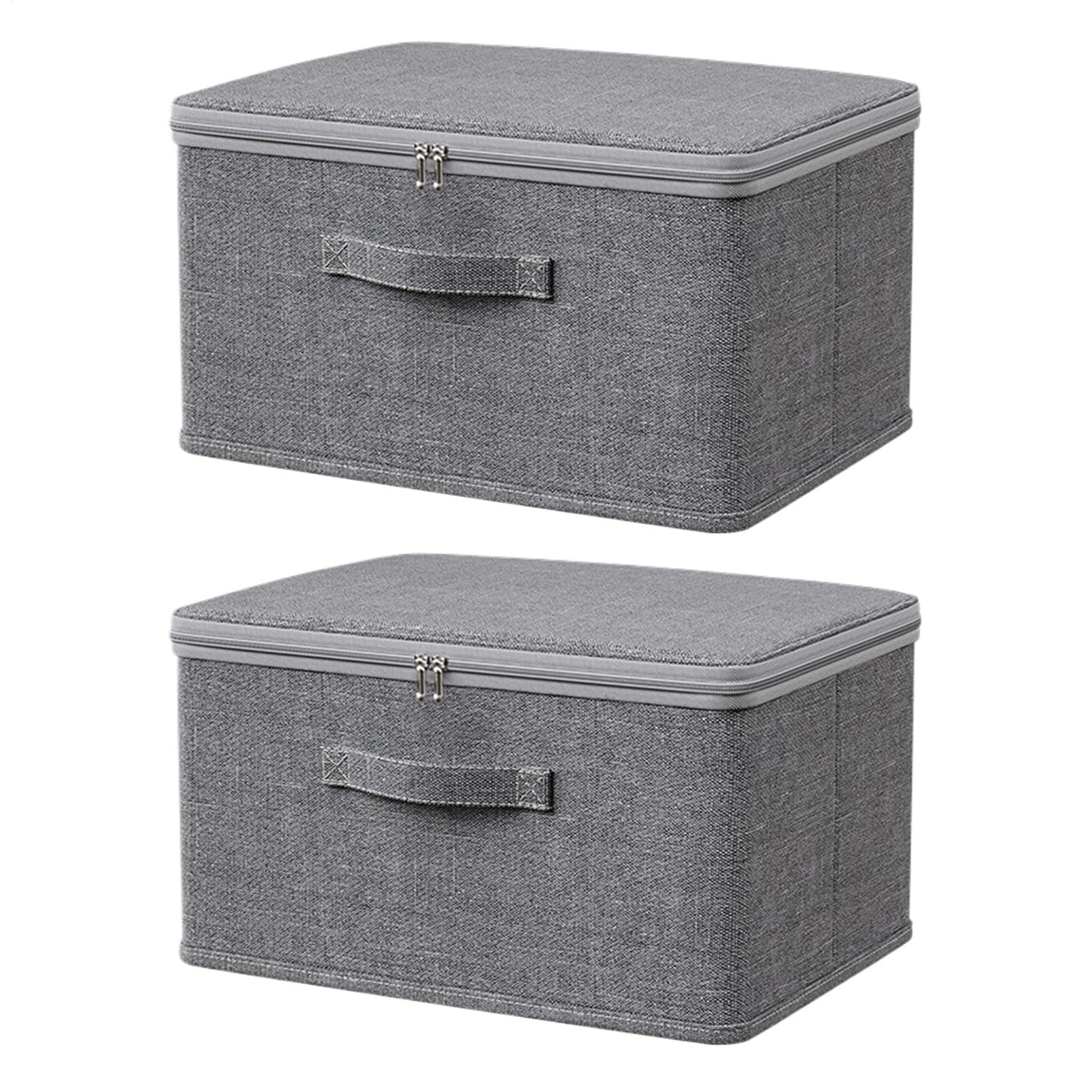 2 Cajas De Almacenamiento De Tela – Caja De Almacenamiento De Tela Con Asa, Caja Organizadora De Armario – Caja De Almacenamiento Con Tapa Con Cremallera – 2 Estantes De Gran Capacidad, Organizador De