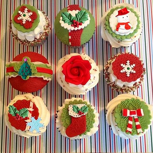 Miniatura 4 de Moldes de silicona para fondant de copo de nieve de Navidad, 3 unidades, calcetines de hoja de acebo de Navidad, molde de chocolate para decoración