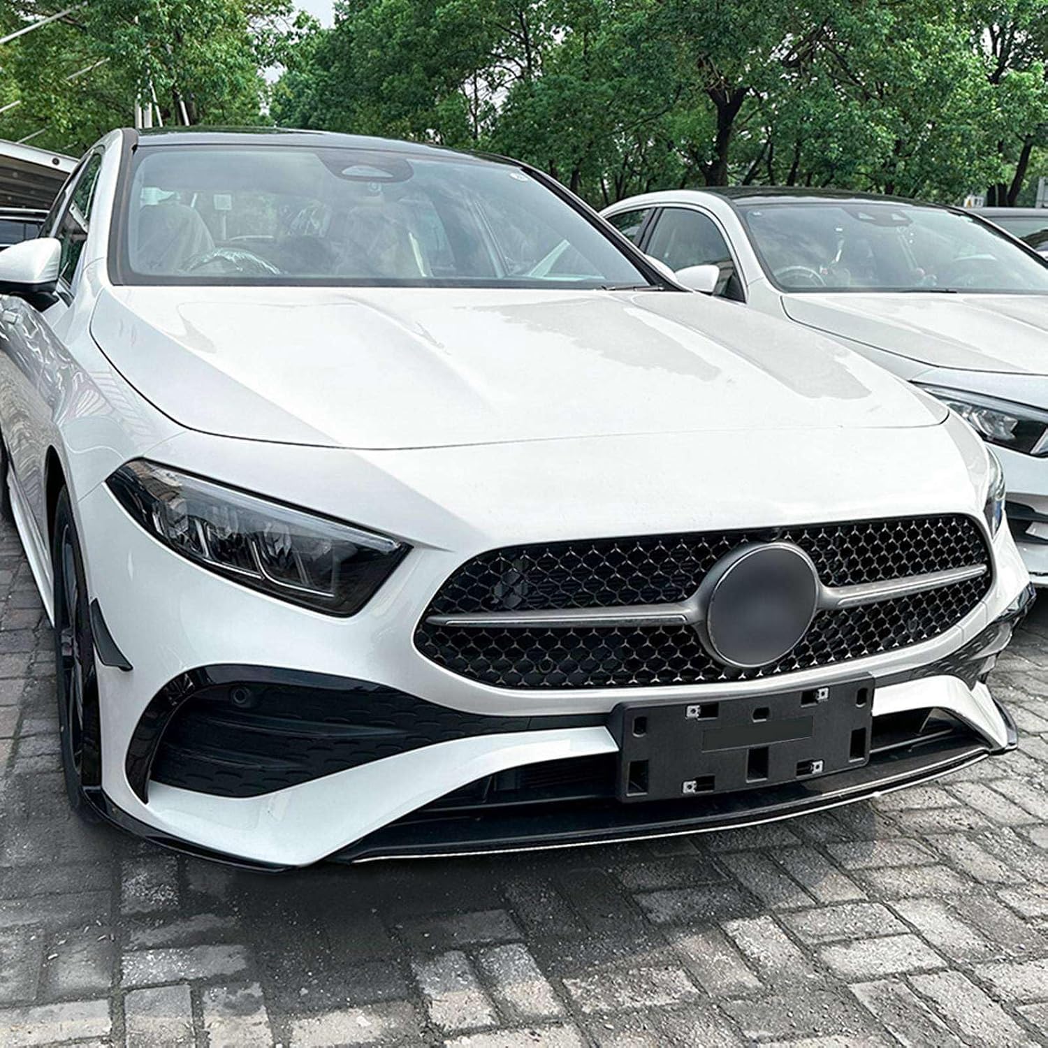 Glossy Black Front Bumper Lip Lower Middle Molding Trim Compatible with Benz A Class W177 A180 A200 A220 A250 A35 A45 AMG LCI 2023-2024