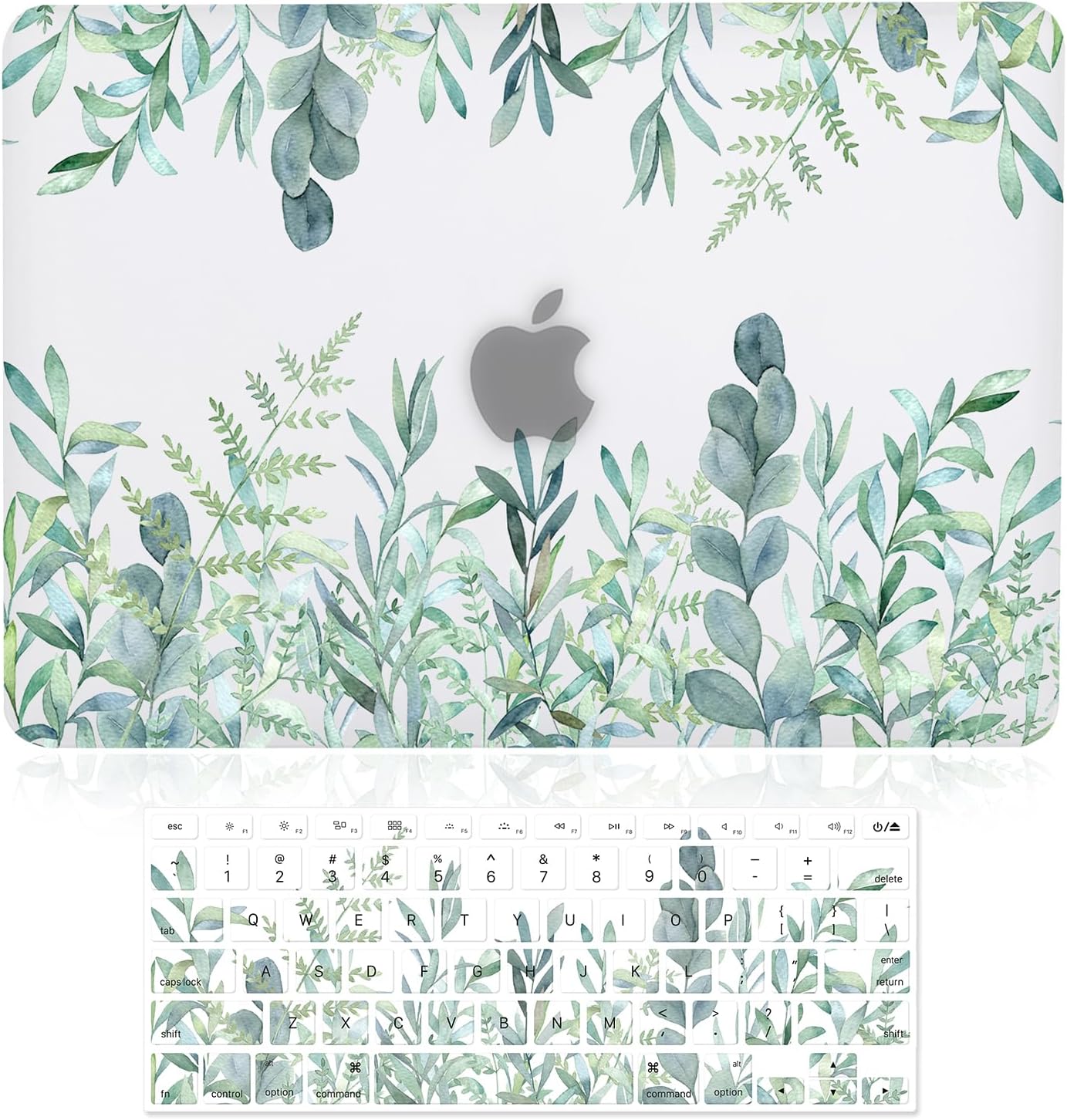 iDonzon Case for MacBook Air 13 inch A1466 A1369 2010-2017 Release, 3D Effect Matte Clear See Through Hard Cover & Keyboard Cover Only Compatible Older Version Mac Air 13.3 inch - Green Plants