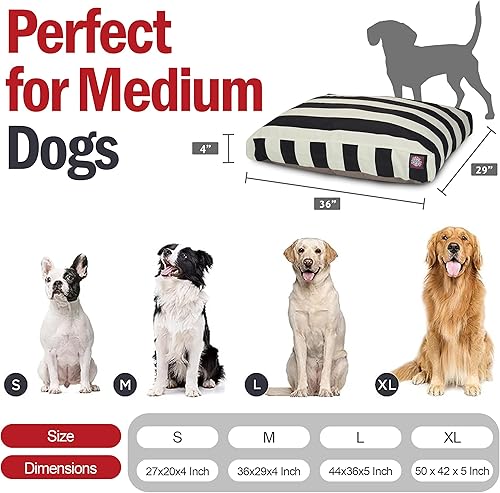 Miniatura 2 de Majestic Pet Cama rectangular para perros medianos a rayas, lavable, cama antideslizante y cómoda para mascotas, cama para perros con funda